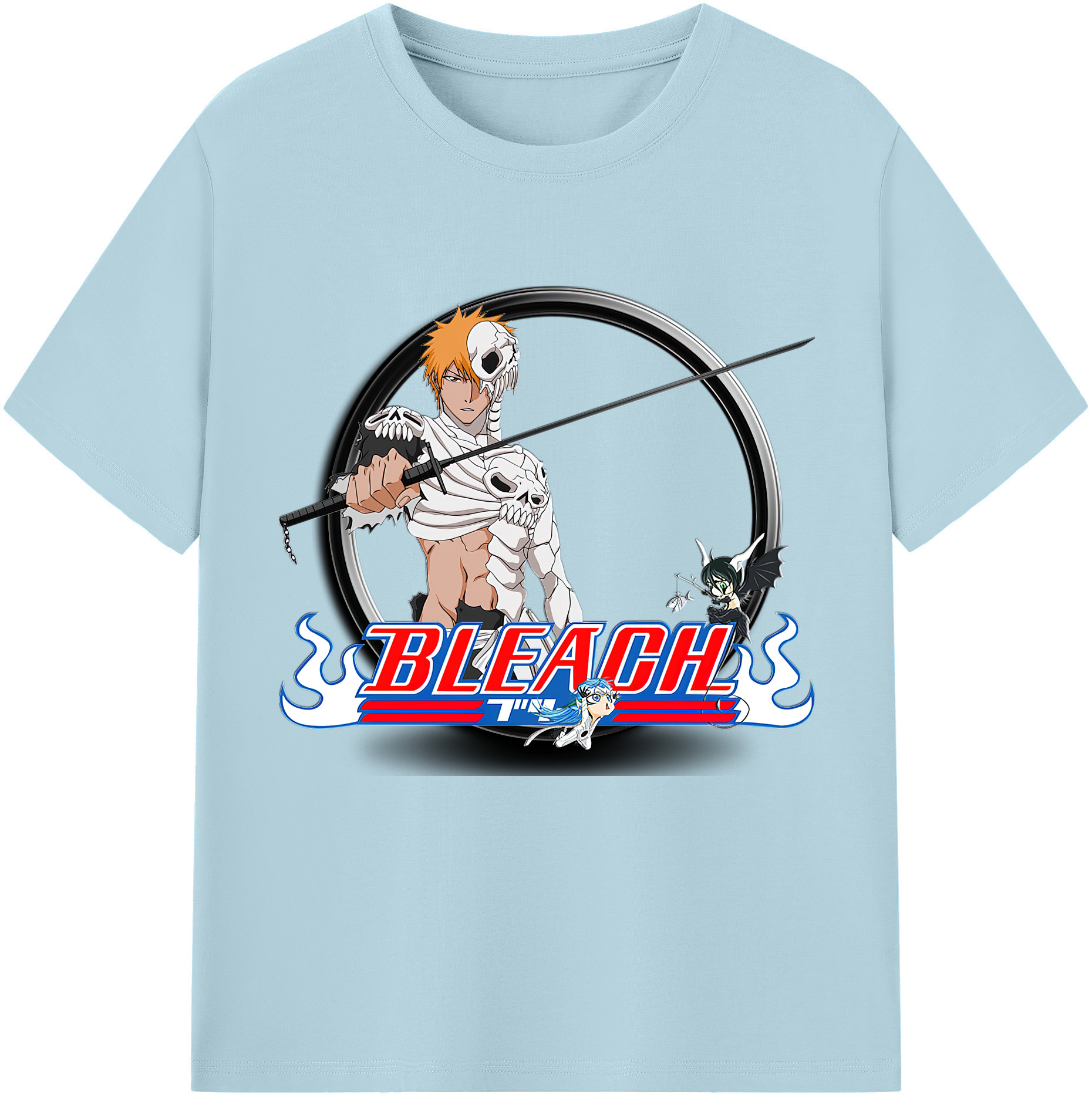 （画像用） ブリーチ 黒崎一護（くろさき いちご）BLEACH Kurosaki Ichigo 綿100％半袖Tシャツ（フロントプリント）